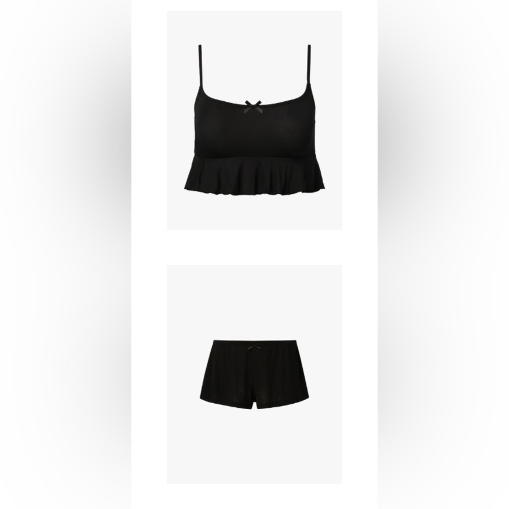Black Ruffled Top and Skirt Set